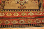 Camel Background Open Field Tribal Geometric Medallion Antique Persian Serab Carpet 43949 by Nazmiyal Antique Rugs