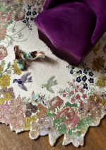 Circular One Hundred Flowers Hand-Tufted Rug 21289 by Nazmiyal Antique Rugs