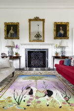 Fire Place Wendy Morrison Design A Mughal Painting Hand Knotted Rug 12130 by Nazmiyal Antique Rugs