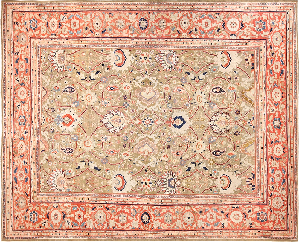 Large Antique Ziegler Sultanabad Persian Rug 49002 by Nazmiyal Antique Rugs