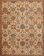 Large Scale Ivory Background Antique Persian Sultanabad Rug 43452 by Nazmiyal Antique Rugs