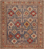 Light Blue Color Square Shape Antique Tribal Geometric Caucasian Shirvan Rug 43980 by Nazmiyal Antique Rugs