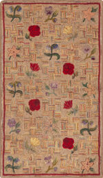 Light Color Antique American Floral Design Hooked Rug 46417 by Nazmiyal Antique Rugs