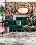 Living Room Wendy Morrison Design - Floral Waves in Pink Wool & Silk 12136 by Nazmiyal Antique Rugs