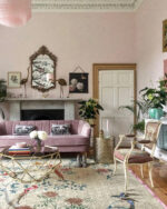 Pink Decor Wendy Morrison Design - Floral Waves in Pink Wool & Silk 12136 by Nazmiyal Antique Rugs
