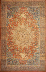 Rustic Classic Floral Medallion Pattern Antique Finely Woven Persian Tabriz Haji Jalili Rug 43355 by Nazmiyal Antique Rugs