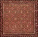 Rustic Square Shape Geometric Design Antique Indian Agra Area Rug 45477 by Nazmiyal Rugs