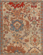 Small Size Ivory Background Antique Large Scale Persian Sultanabad Sampler Wagireh Rug 43505 by Nazmiyal Antique Rugs