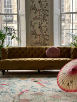 Soft Calming Decor Wendy Morrison Design - Floral Waves in Pink Wool & Silk 12136 by Nazmiyal Antique Rugs