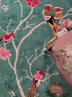 Texture Of Wendy Morrison Design - Birdsong Jade Color Rug 12135 by Nazmiyal Antique Rugs