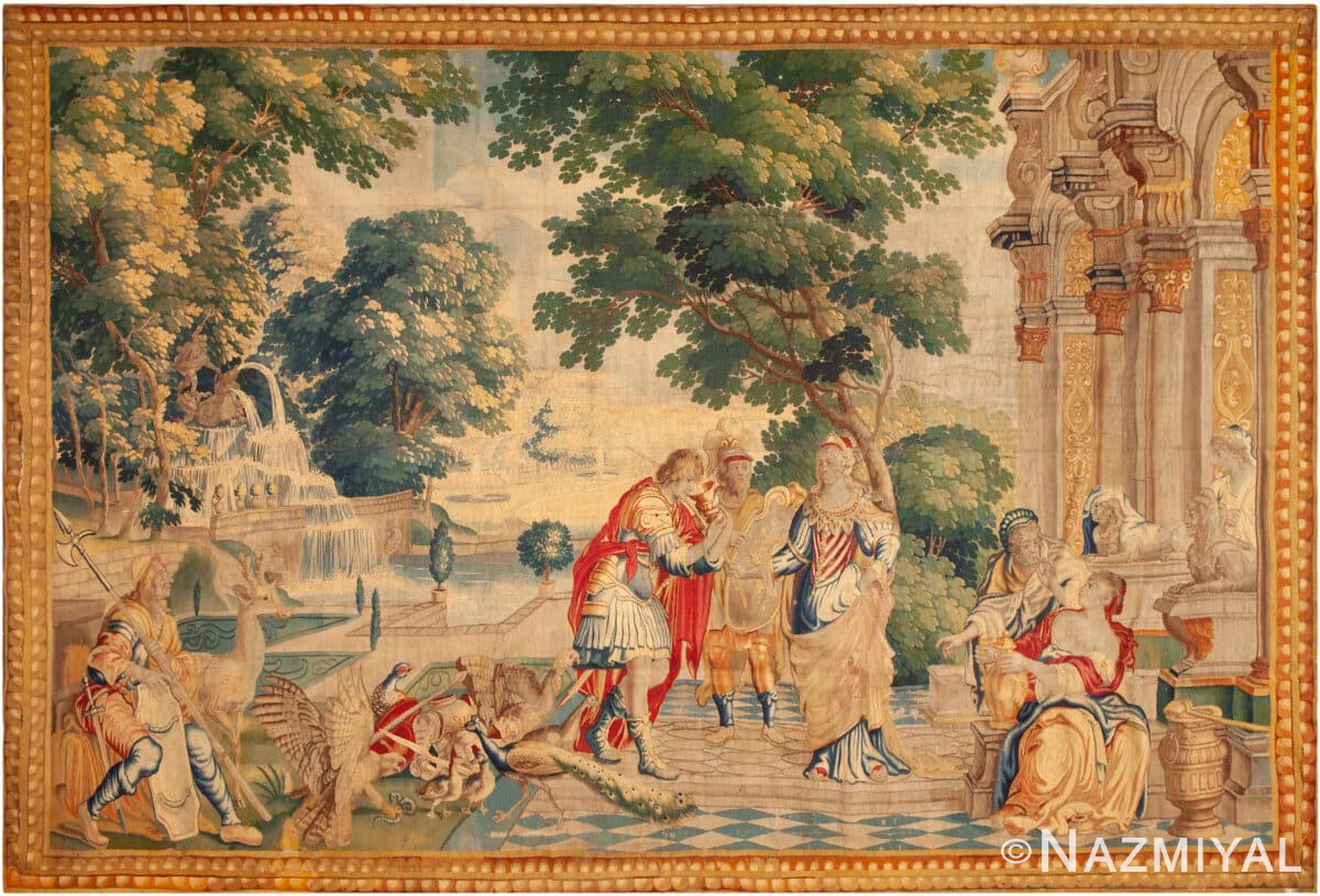17th Century Antique French Silk And Wool Aristocratic Renaissance Tapestry 73308 by Nazmiyal Antique Collection Rugs