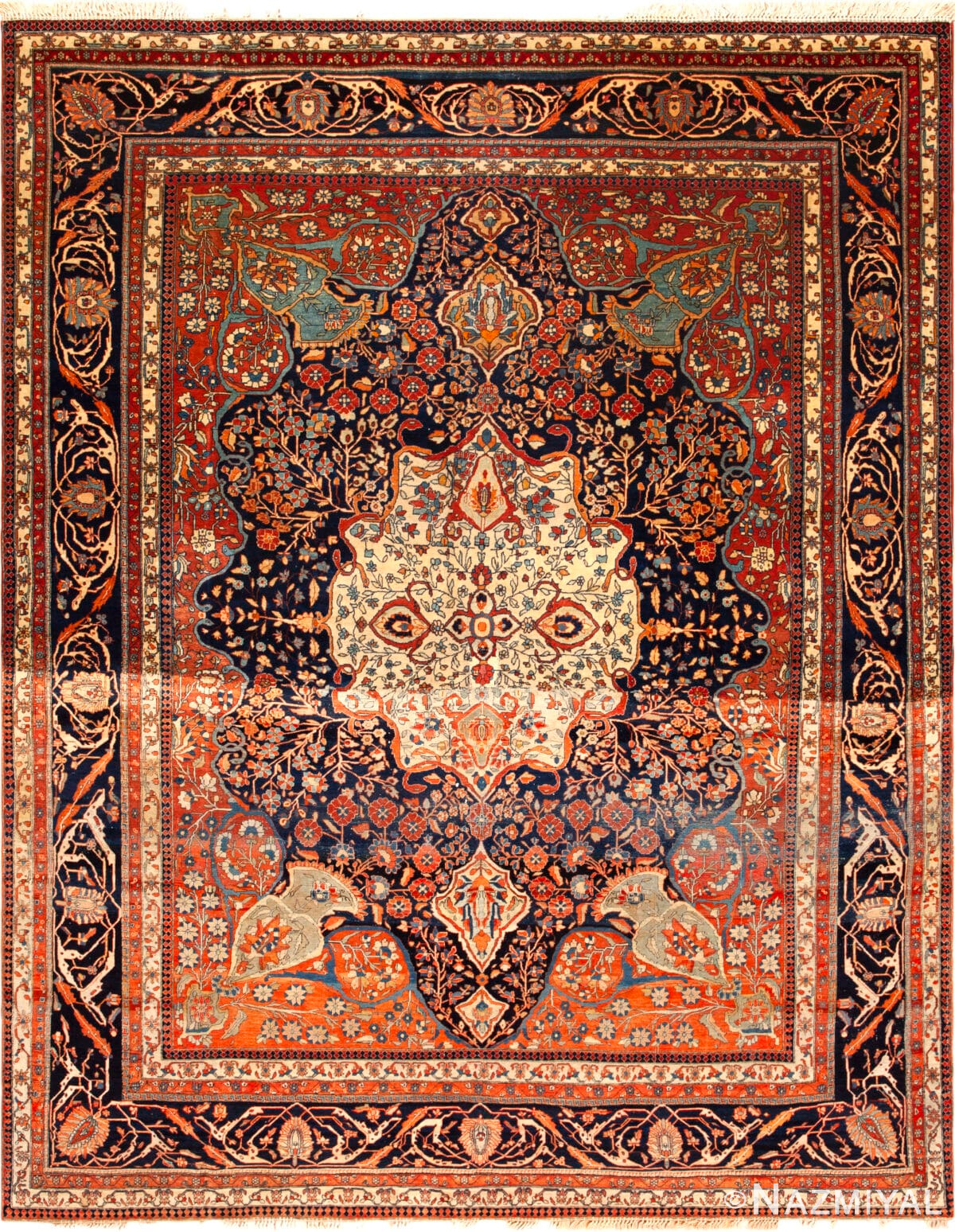 Antique Persian Mohtasham Kashan Carpet 44836 by Nazmiyal Antique Rugs