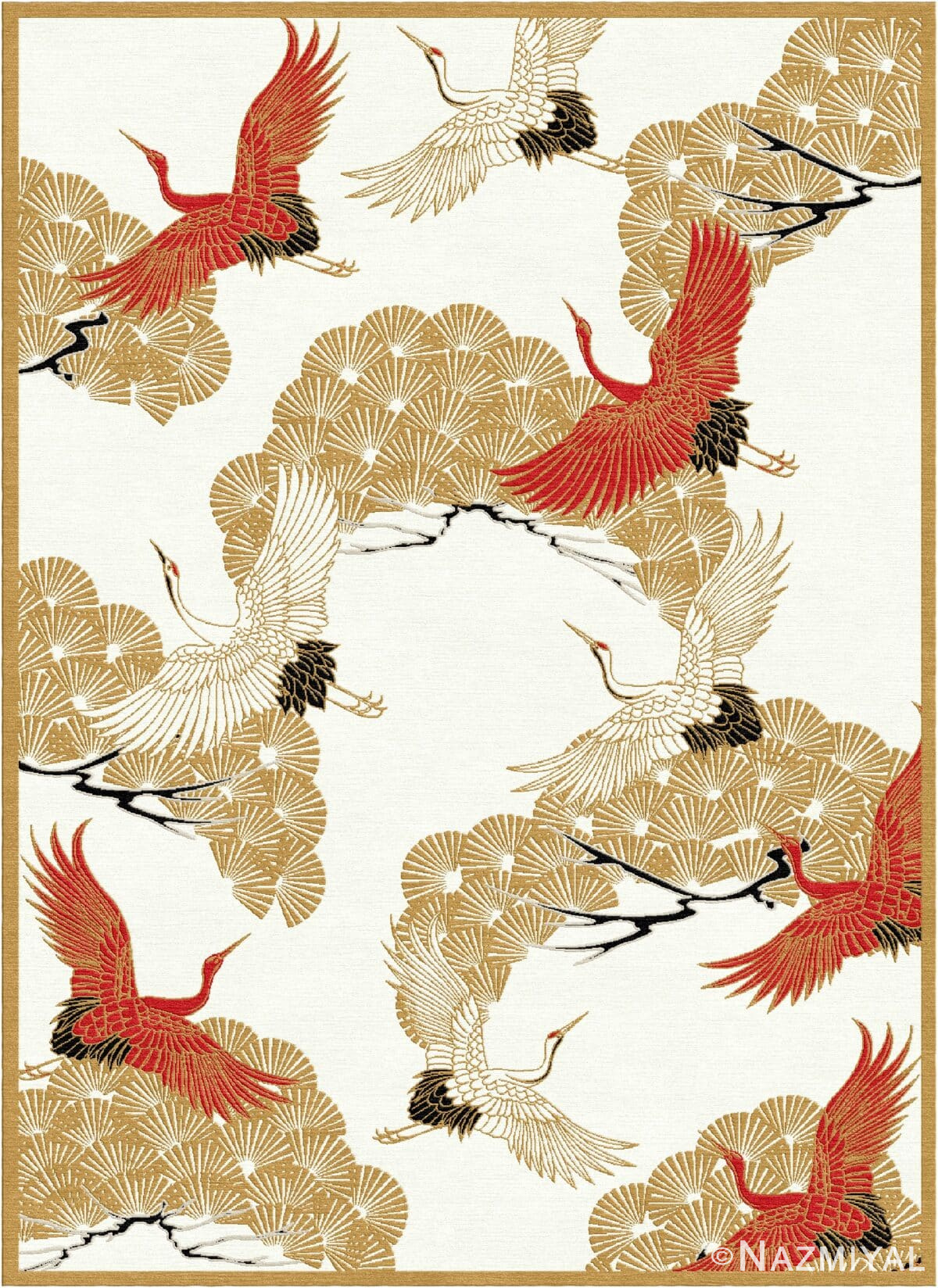 Wendy Morrison Design - Cranes in Trees Hand Tufted Rug 12142 by Nazmiyal Antique Rugs