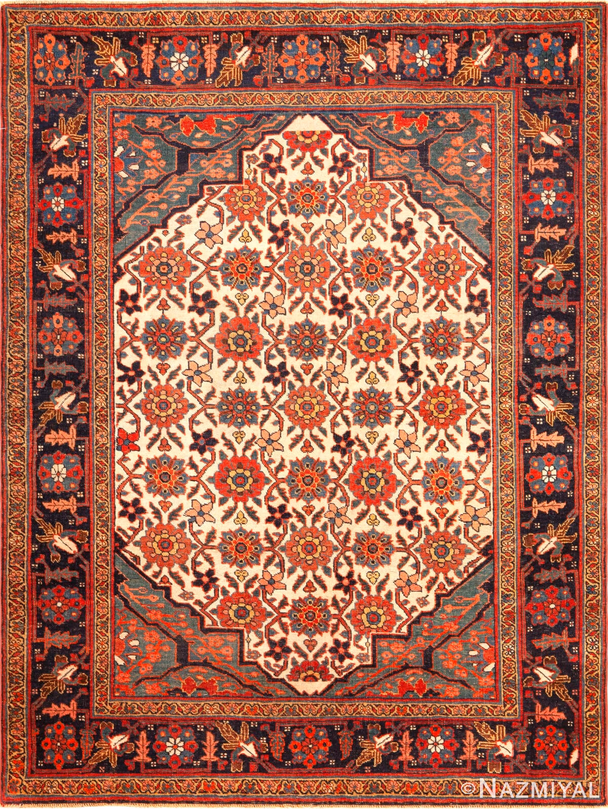 Antique Geometric Design Persian Bidjar Small Rug 73217 by Nazmiyal Antique Rugs