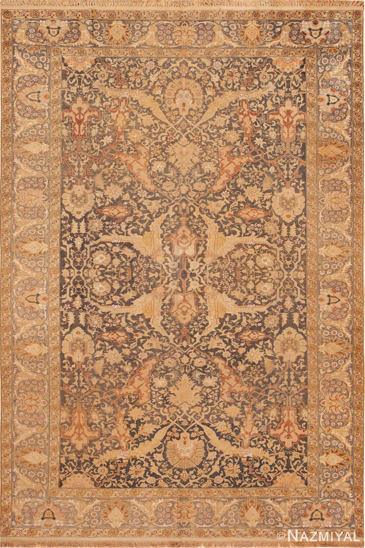 Antique Silk Kayseri Turkish Shabby Chic Rug 43469 by Nazmiyal Antique Rugs