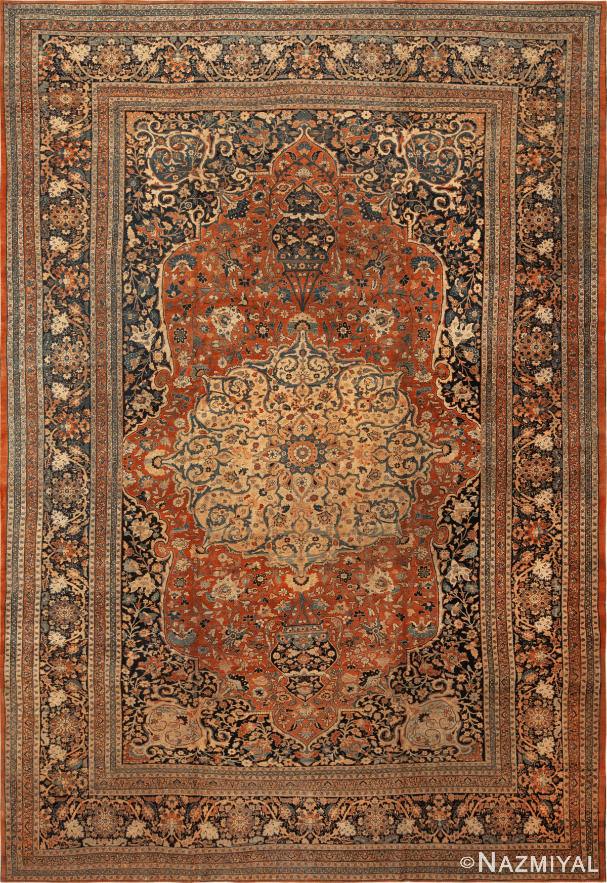 Antique Tabriz Persian Rug 43344 Nazmiyal