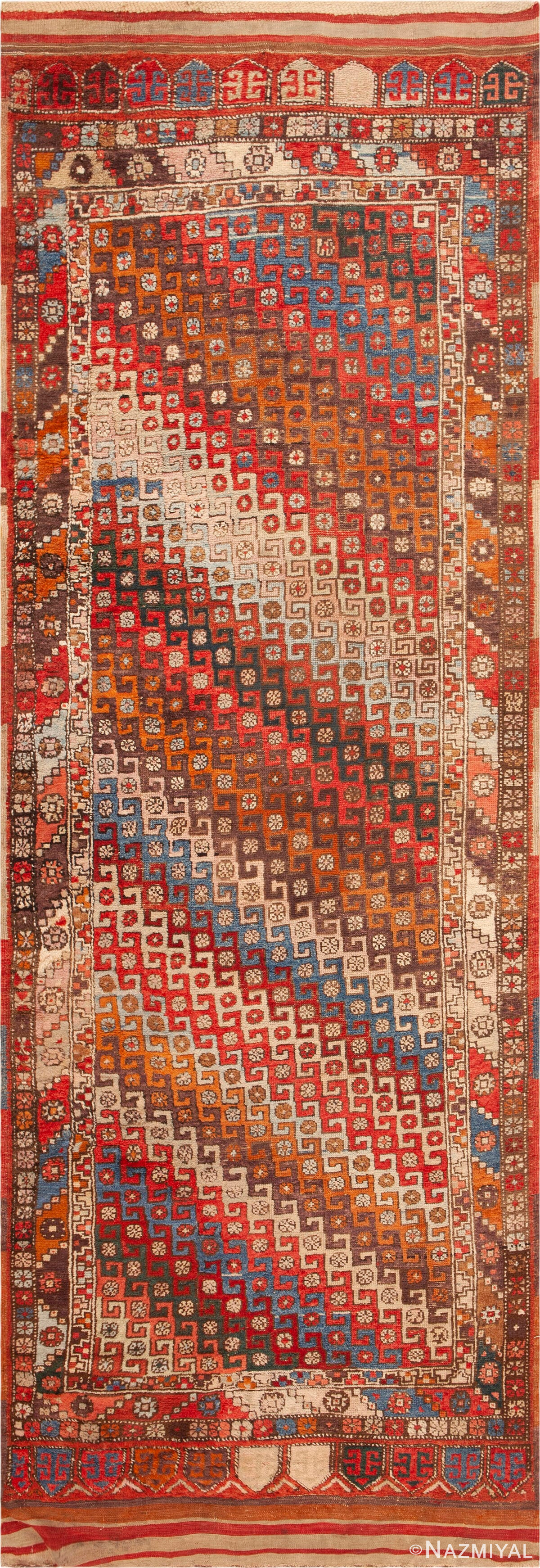 Antique Turkish Bergama Geometric Runner Rug 73083 by Nazmiyal Antique Rugs