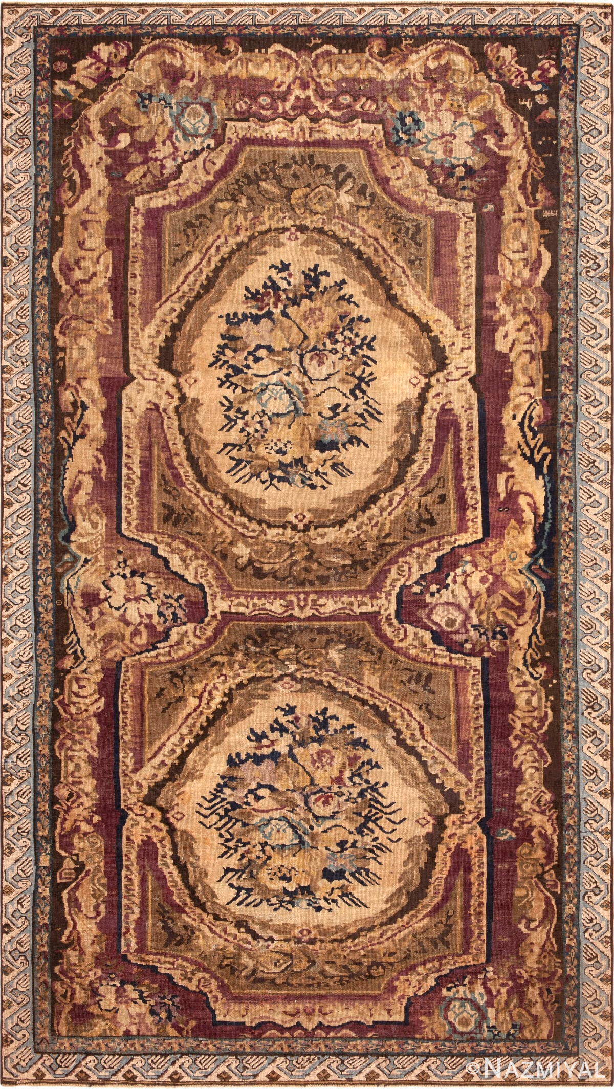 Classic European Design Antique Caucasian Karabagh Area Rug 43854 by Nazmiyal Antique Rugs