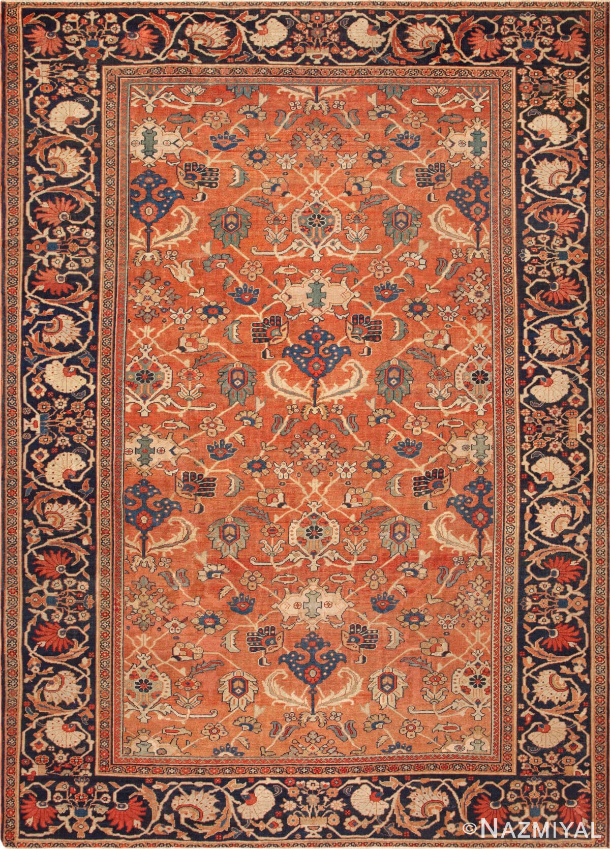 Classic Rustic Room Size Antique 19th Century Persian Sultanabad Rug 43471 by Nazmiyal Antique Rugs