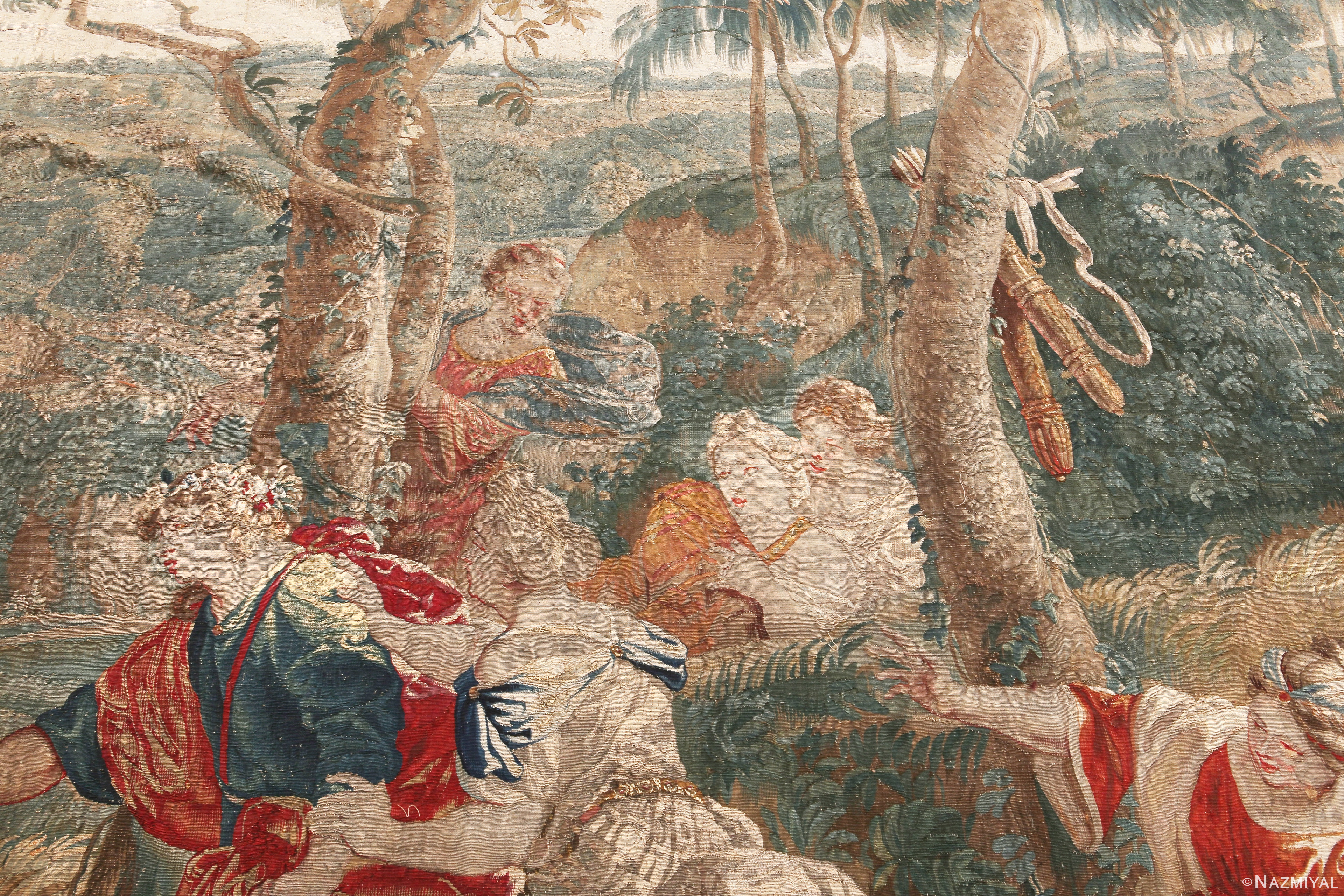 17th Century French Silk Renaissance Aristocrats at Leisure Tapestry