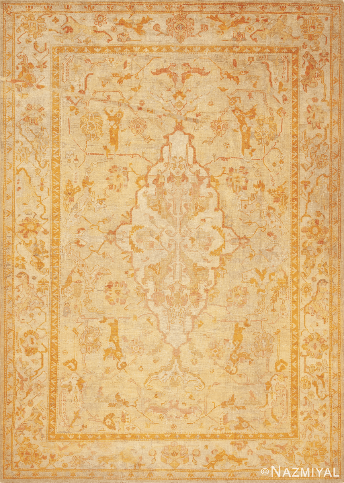 Large Antique Turkish Geometric Oushak Rug 73156 by Nazmiyal