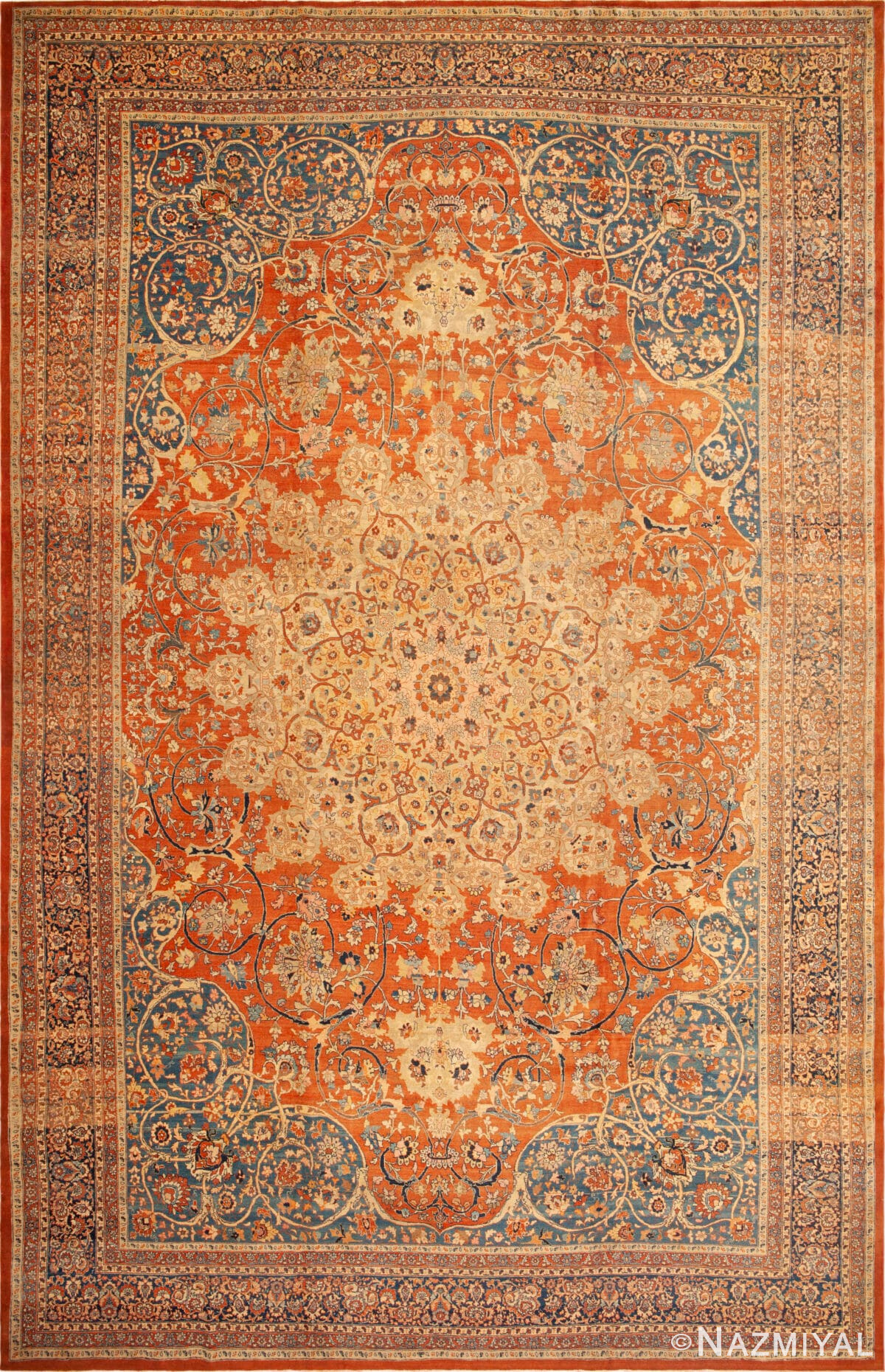 Rustic Classic Floral Medallion Pattern Antique Finely Woven Persian Tabriz Haji Jalili Rug 43355 by Nazmiyal Antique Rugs