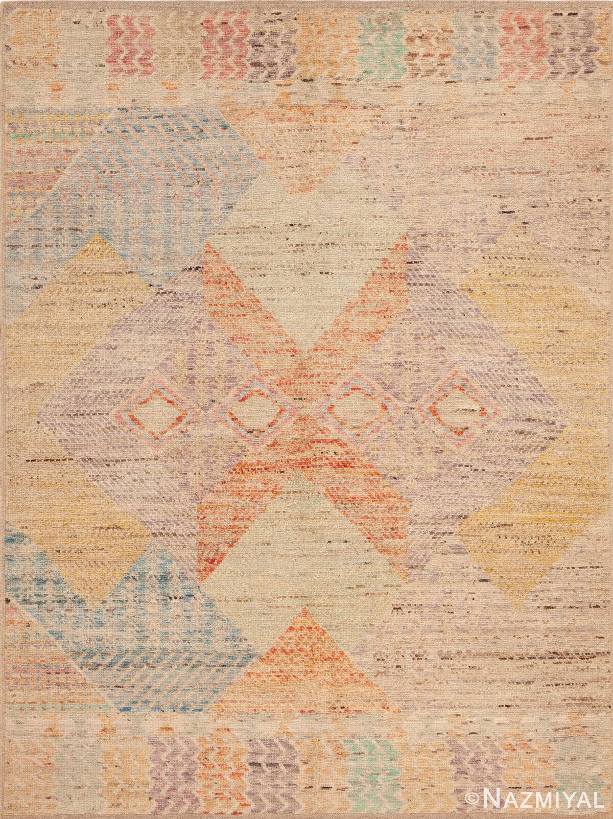 Modern Contemporary Geometric Colorful Rug 12108 by Nazmiyal Antique Rugs Collection