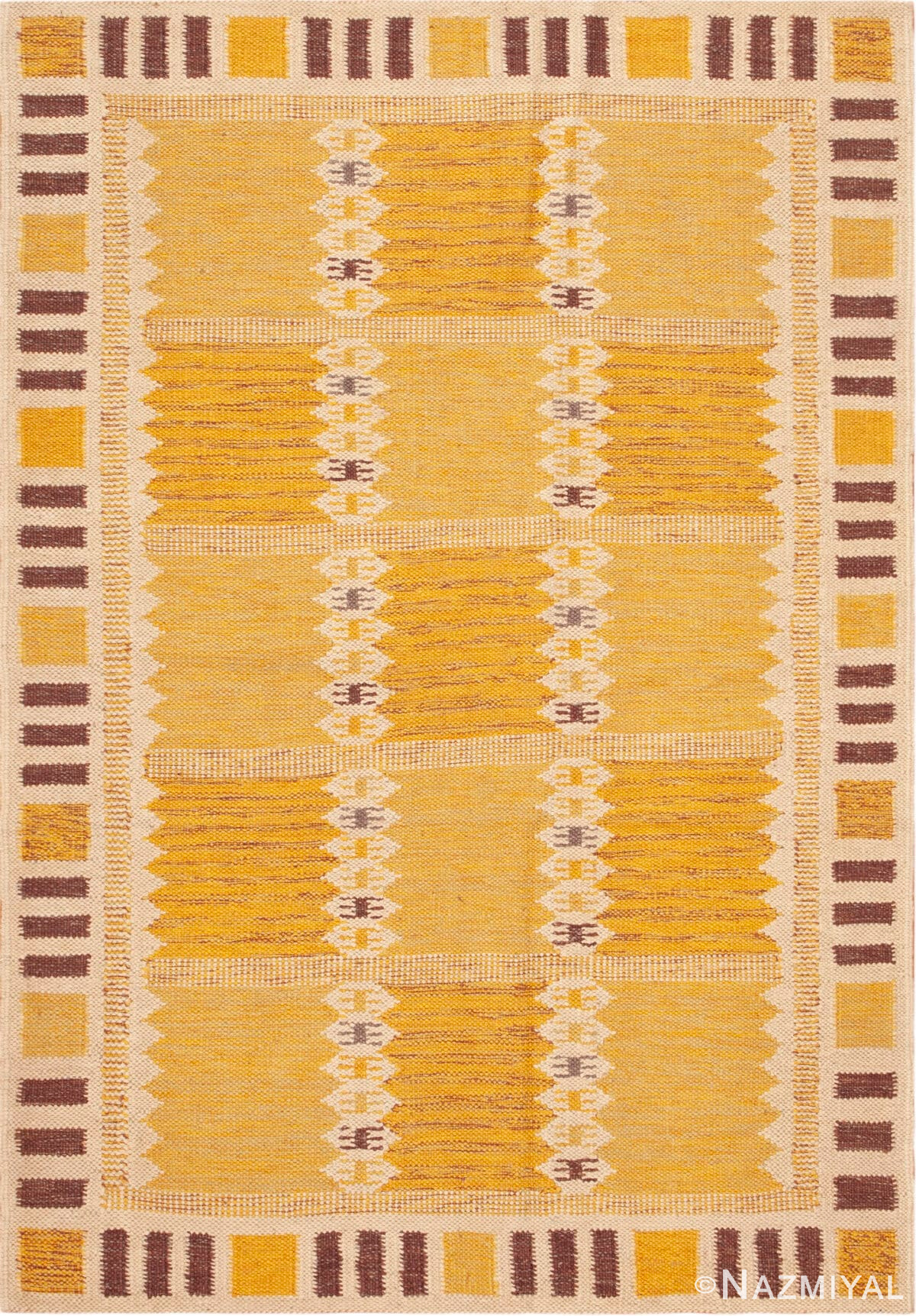 Small Modern Geometric Swedish Kilim Design Rug 73317 by Nazmiyal Antique Rugs