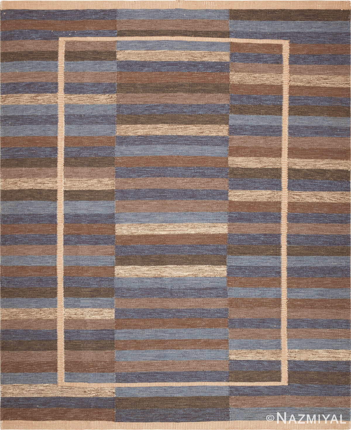 Vintage Striped Design Flatwoven Swedish Style Kilim 73301 by Nazmiyal Antique Rugs Collection