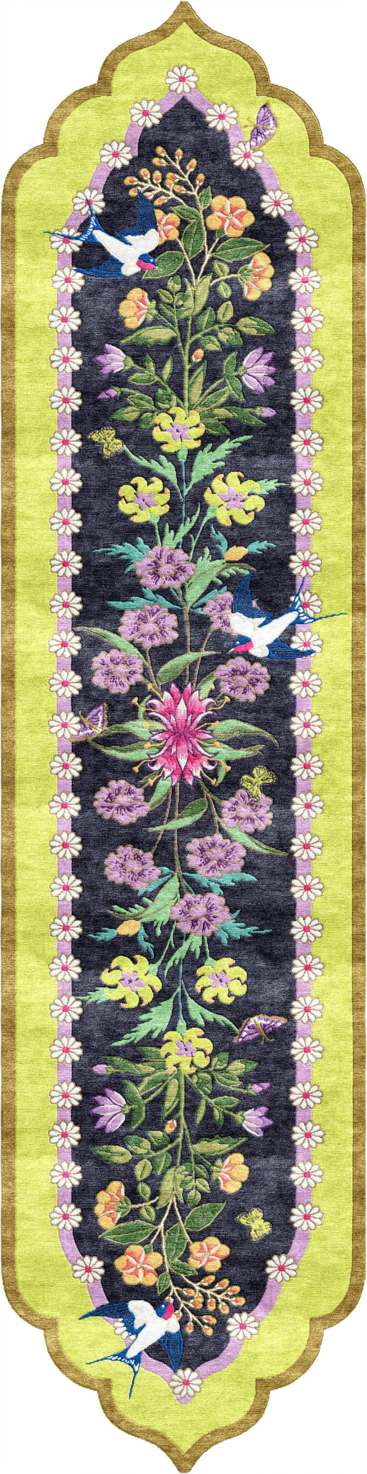 Wendy Morrison Design - A Mughal Flower Show Hand-Tufted Runner Rug 12132 by Nazmiyal Antique Rugs
