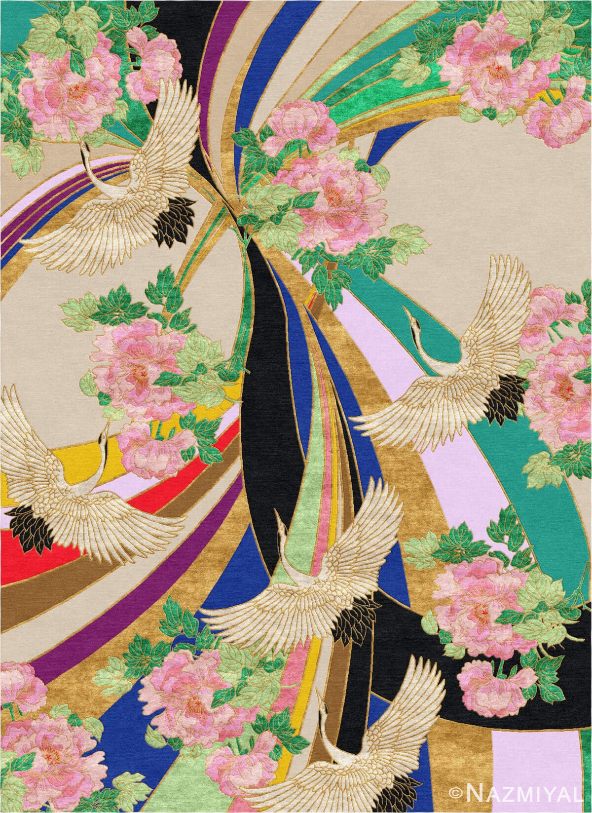 Wendy Morrison Design Arc-en-Ciel Wool and Silk Hand Knotted Rug 12133 by Nazmiyal Antique Rugs