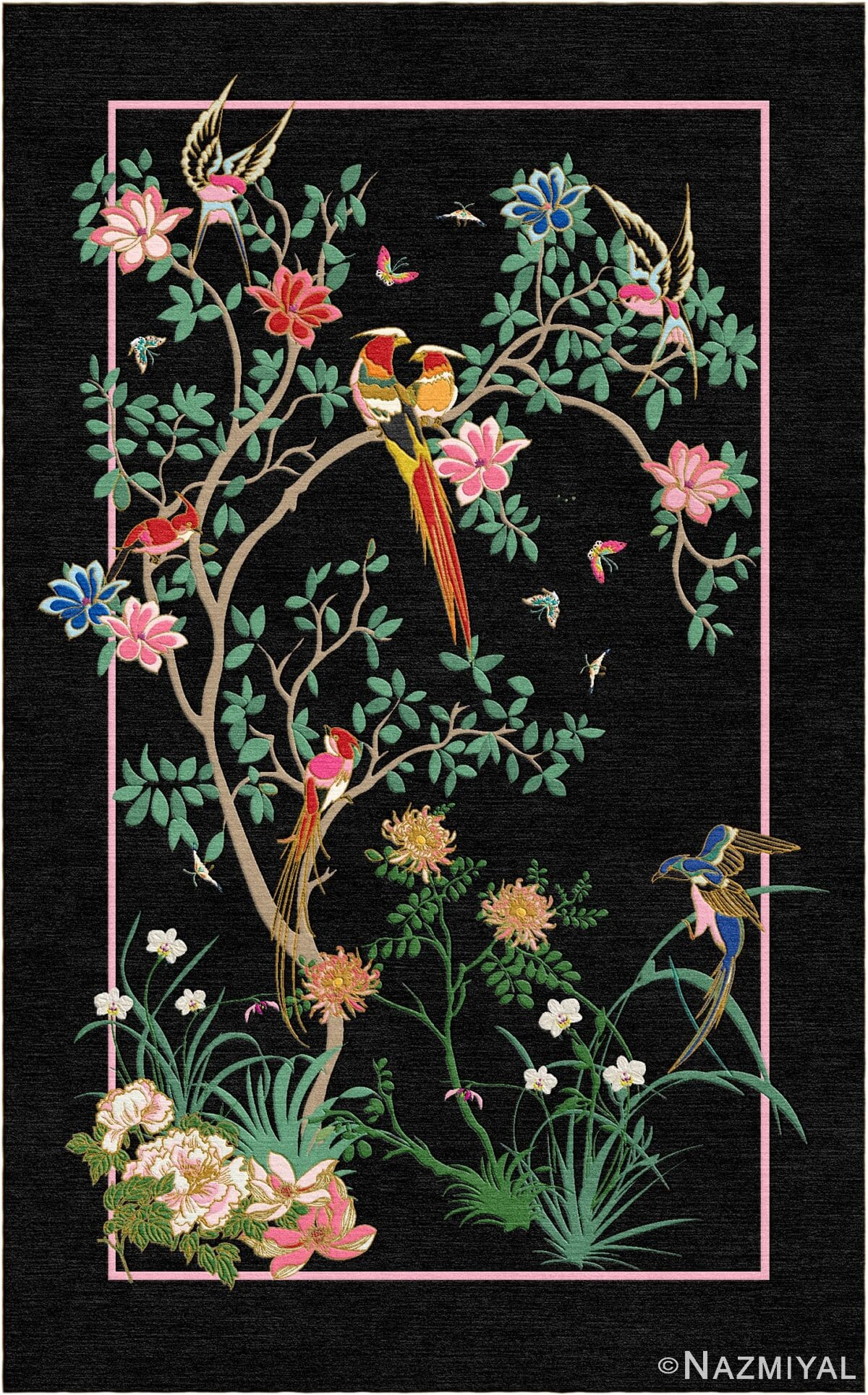Wendy Morrison Design - Birdsong Black Hand Tufted Rug 12134 by Nazmiyal Antique Rugs