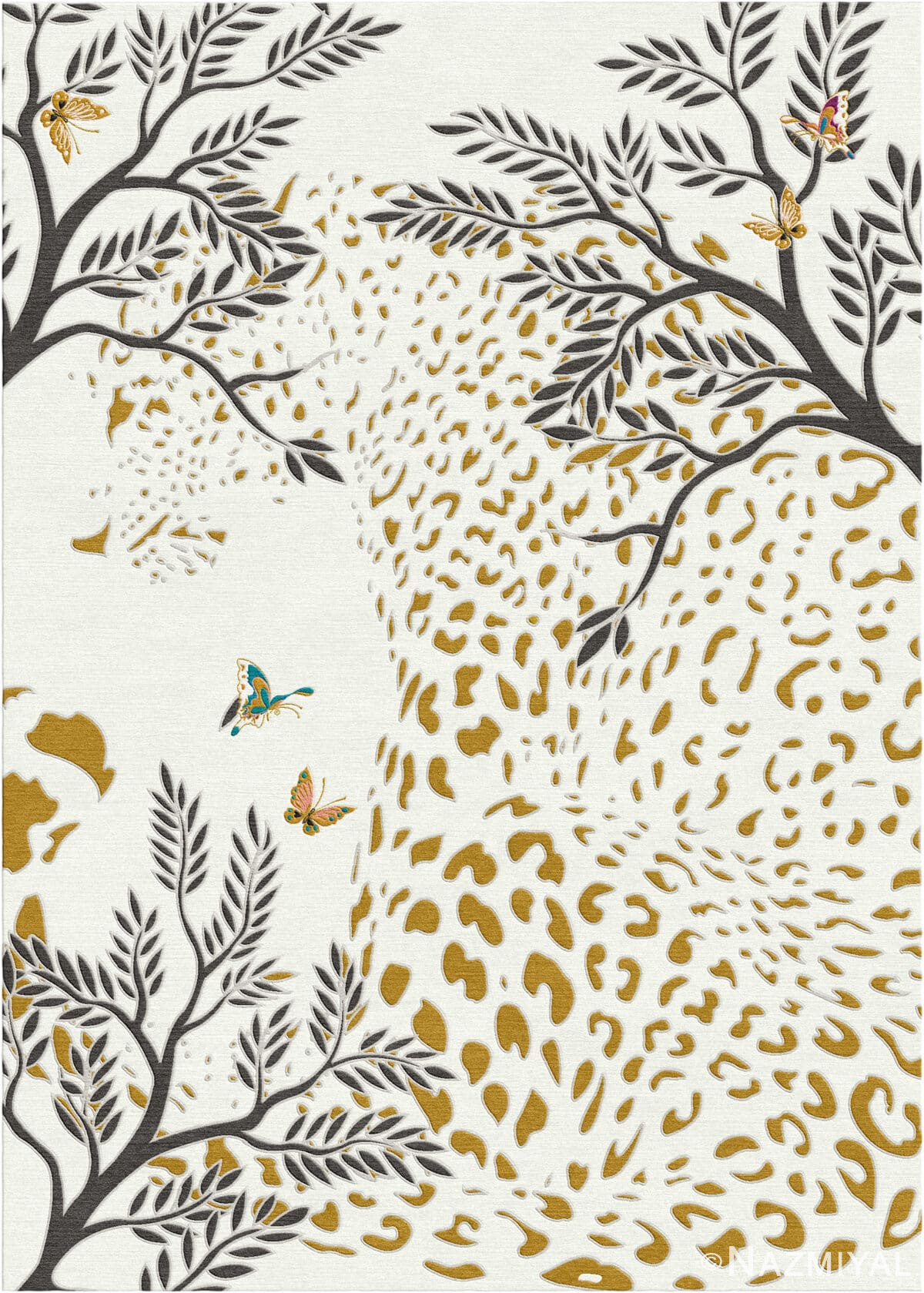 Wendy Morrison Design - Leopard Gold Hand-Tufted Rug 12175 by Nazmiyal Antique Rugs