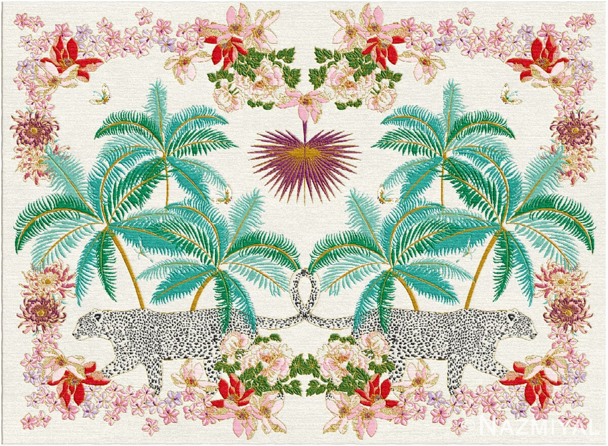 Wendy Morrison Design - Leopard Palms Light Hand-Tufted Rug 12177 by Nazmiyal Antique Rugs