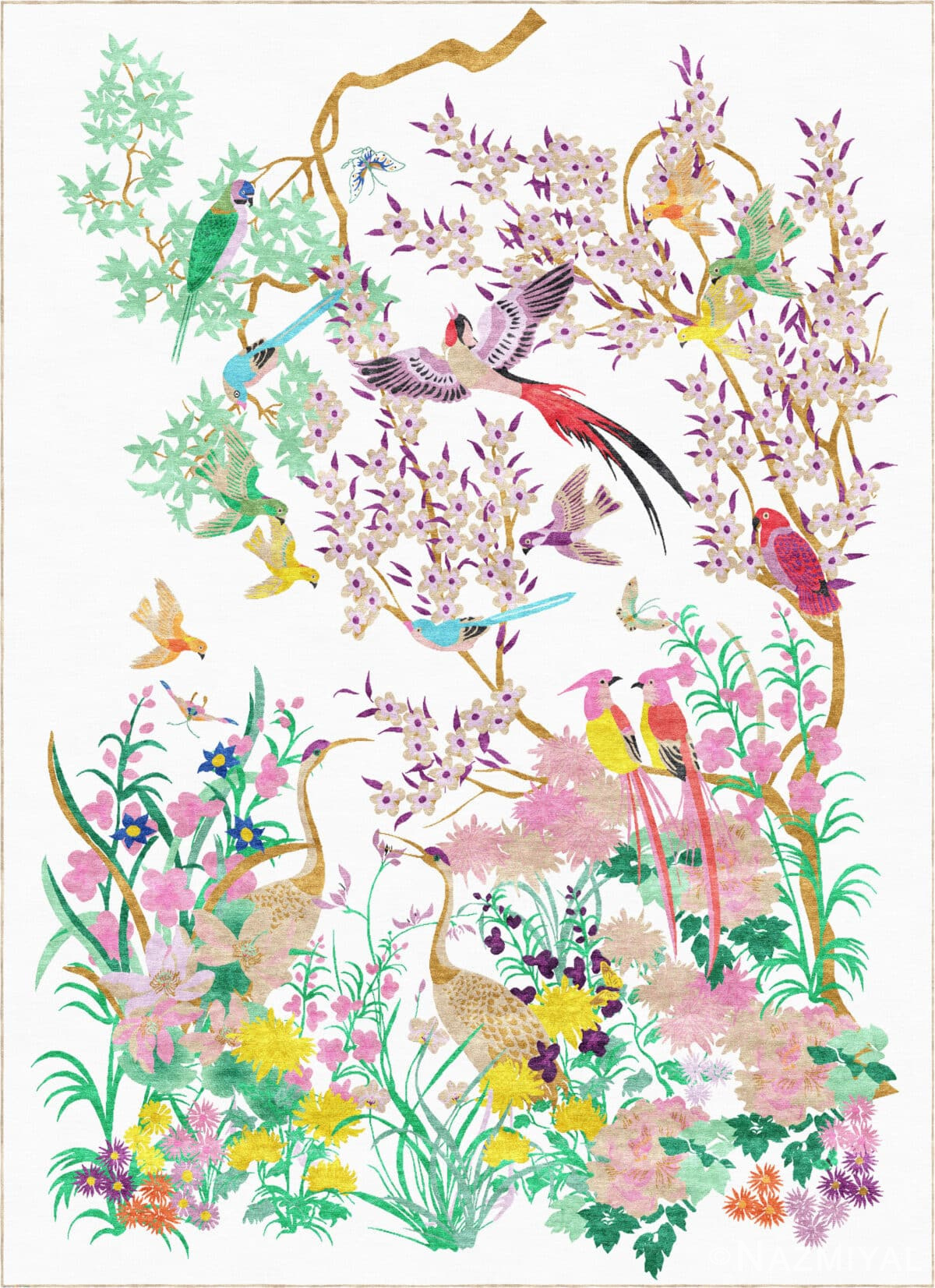Wendy Morrison Design - One Hundred Birds One Hundred Flowers Hand-Knotted Rug 12188 by Nazmiyal Antique Rugs
