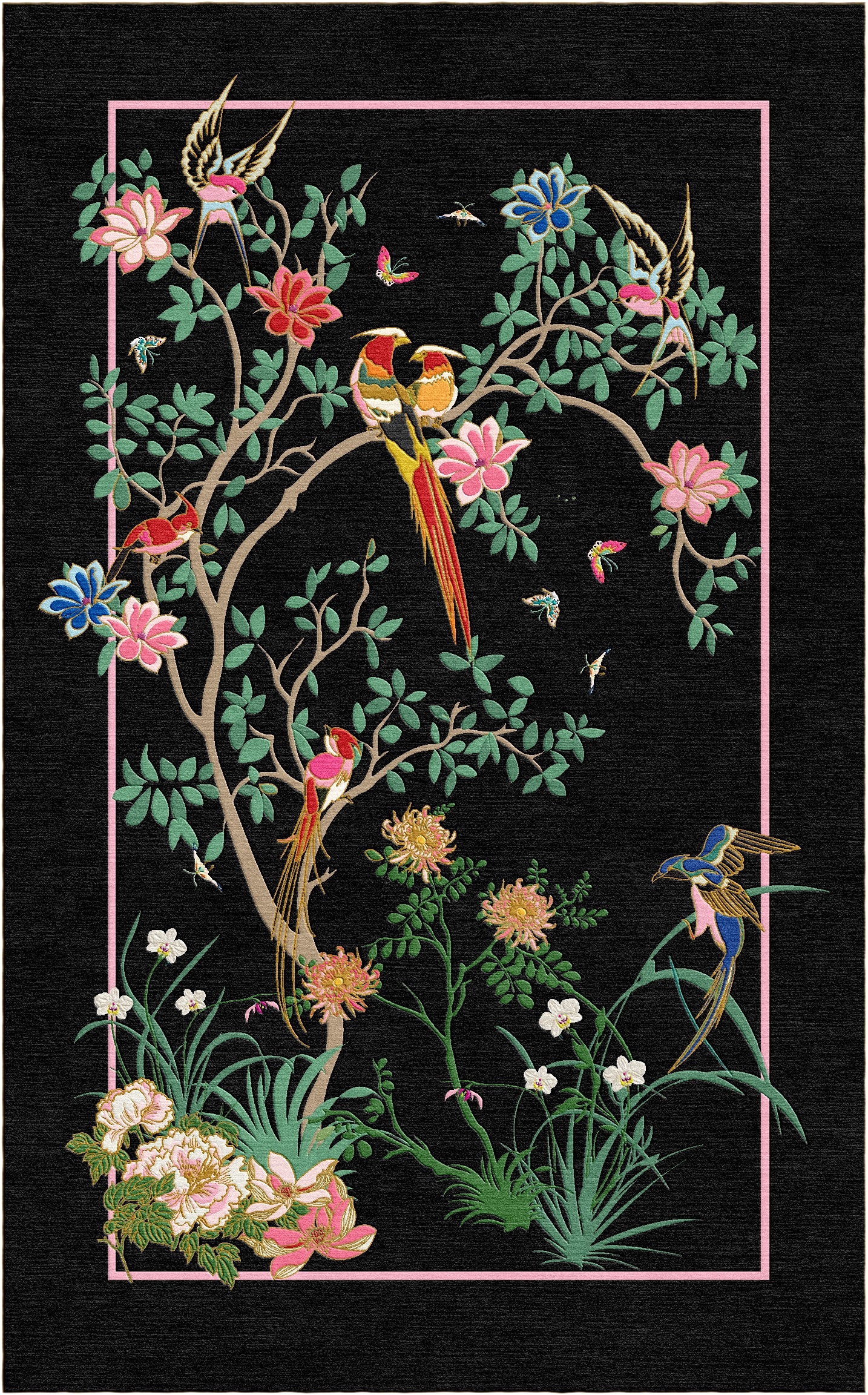 Wendy Morrison Design - Birdsong Black Hand Tufted Rug 20050