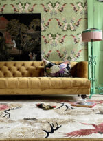 Wendy Morrison Design - Cranes in Trees Hand Tufted Rug 21242 by Nazmiyal Antique Rugs