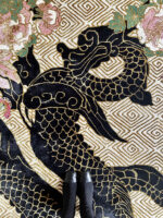 Wendy Morrison Design - Dragon Florals Black and Gold Hand Tufted Rug 21244 by Nazmiyal Antique Rugs