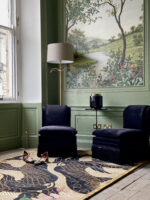 Wendy Morrison Design - Dragon Florals Black and Gold Hand Tufted Rug 21244 by Nazmiyal Antique Rugs