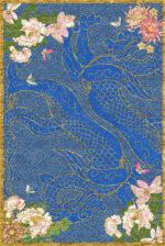 Wendy Morrison Design - Dragon Florals Blue & Gold Hand Tufted Rug 12145 by Nazmiyal Antique Rugs