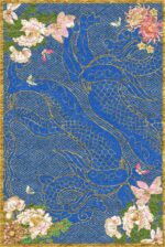 Wendy Morrison Design - Dragon Florals Blue & Gold Hand Tufted Rug 21245 by Nazmiyal Antique Rugs