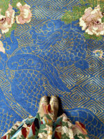 Wendy Morrison Design - Dragon Florals Blue & Gold Hand Tufted Rug 21245 by Nazmiyal Antique Rugs