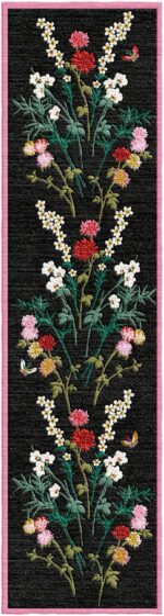 Wendy Morrison Design - Flowers of Virtue Graphite Hand-Tufted Runner Rug 12156 by Nazmiyal Antique Rugs