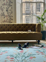 Wendy Morrison Design - Flowers of Virtue Opal Blue Hand-Tufted Rug 12157 by Nazmiyal Antique Rugs