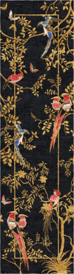 Wendy Morrison Design - Jardin de Orient Black Hand-Tufted Runner Rug 12162 by Nazmiyal Antique Rugs