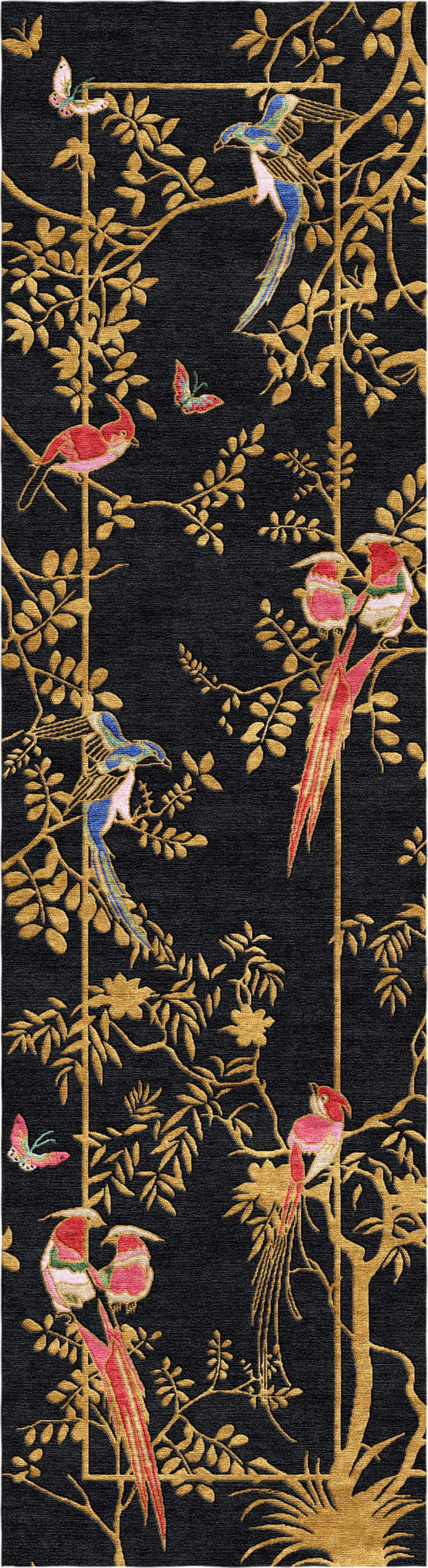 Wendy Morrison Design - Jardin de Orient Black Hand-Tufted Runner