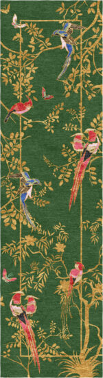 Wendy Morrison Design - Jardin de Orient Green and Gold Hand-Tufted Runner Rug 12165 by Nazmiyal Rug Collection
