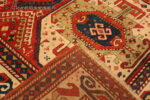 Classic Red Background Tribal Geometric Design Antique 19th Century Caucasian Kazak Rug 43276 by Nazmiyal Antique Rugs