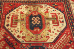 Classic Red Background Tribal Geometric Design Antique 19th Century Caucasian Kazak Rug 43276 by Nazmiyal Antique Rugs