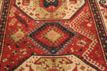 Classic Red Background Tribal Geometric Design Antique 19th Century Caucasian Kazak Rug 43276 by Nazmiyal Antique Rugs